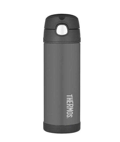 Dětská termoska s brčkem - černá 470ml
