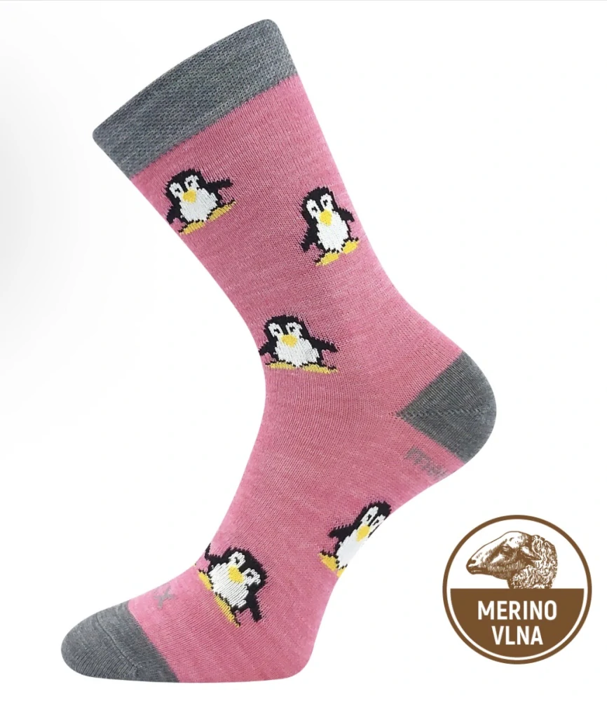Ponožky dětské slabé z merino 45% PENGUINIK s ionty stříbra