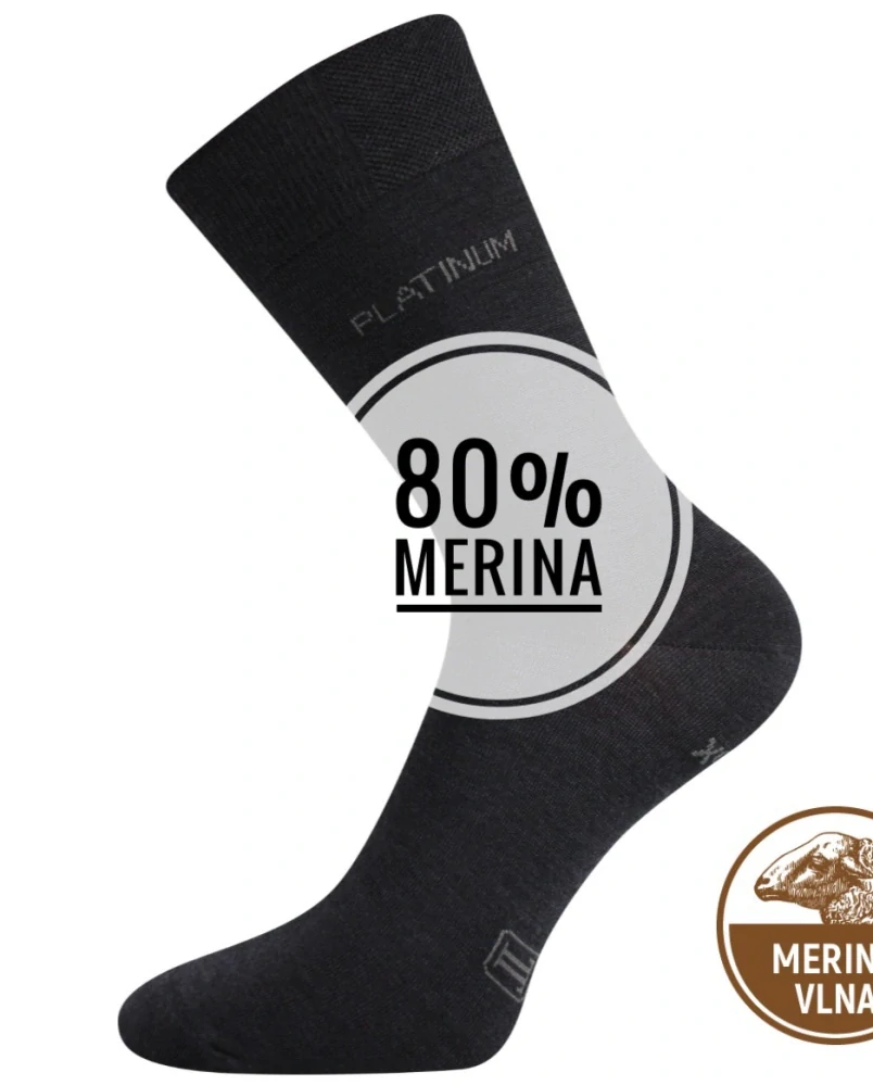 DEWOOL merino 80% s ionty stříbra ČERNÉ ponožky