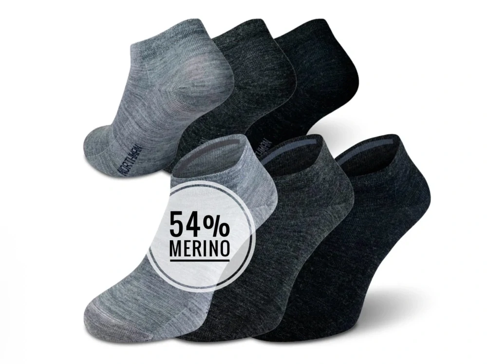 Summer 54% Merino 3-pack šedé - nízké letní ponožky