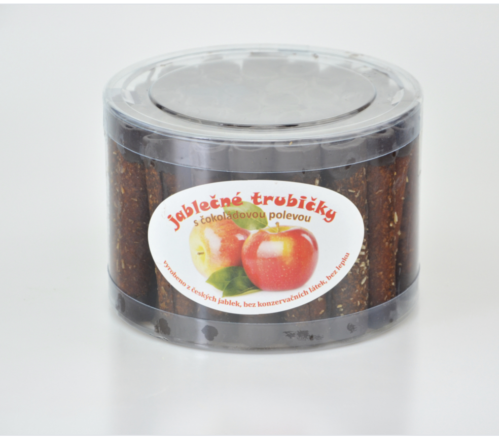 Jablečné trubičky s čokoládovou polevou dóza 450g