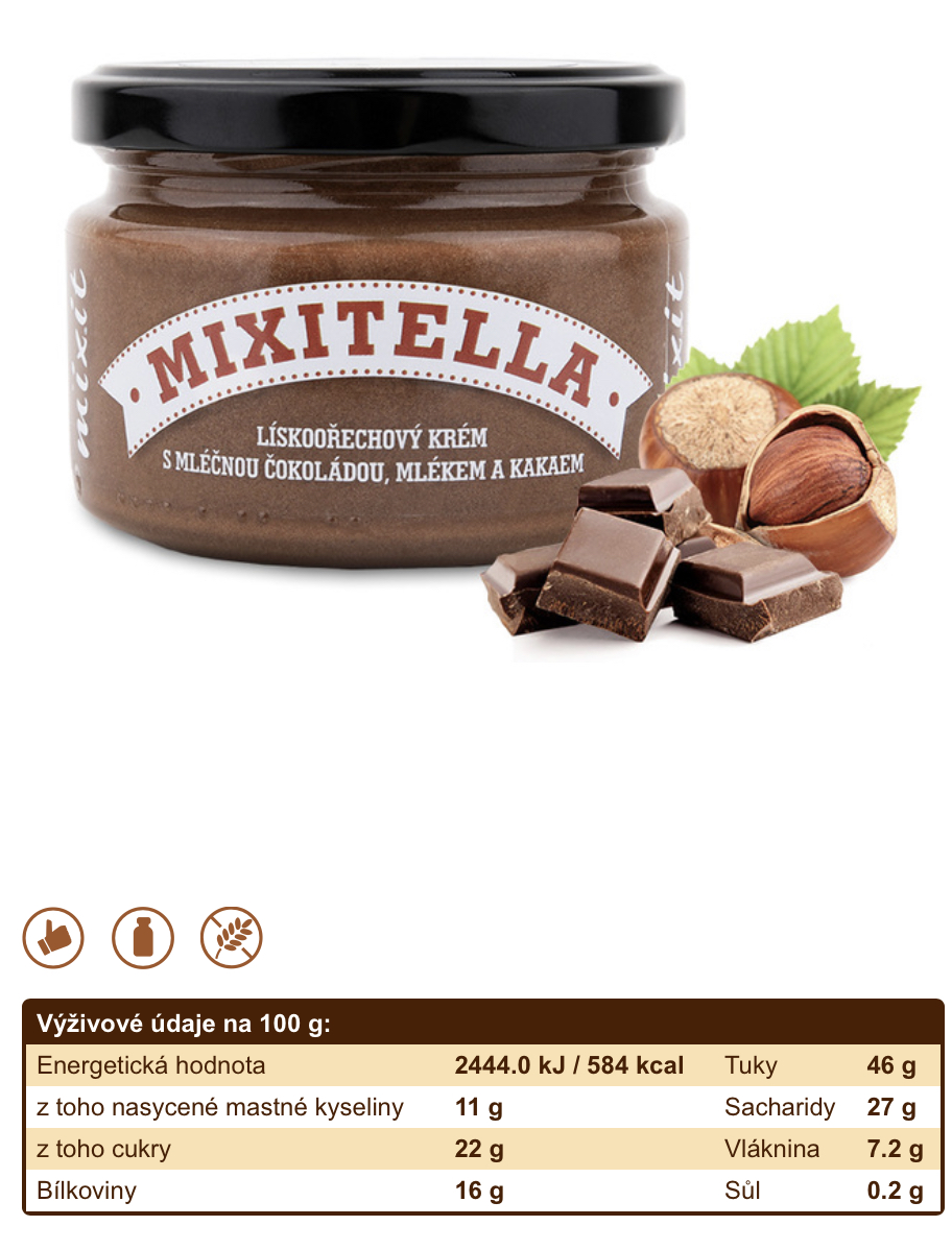 Mixitella čokoláda a lískový ořech 250g