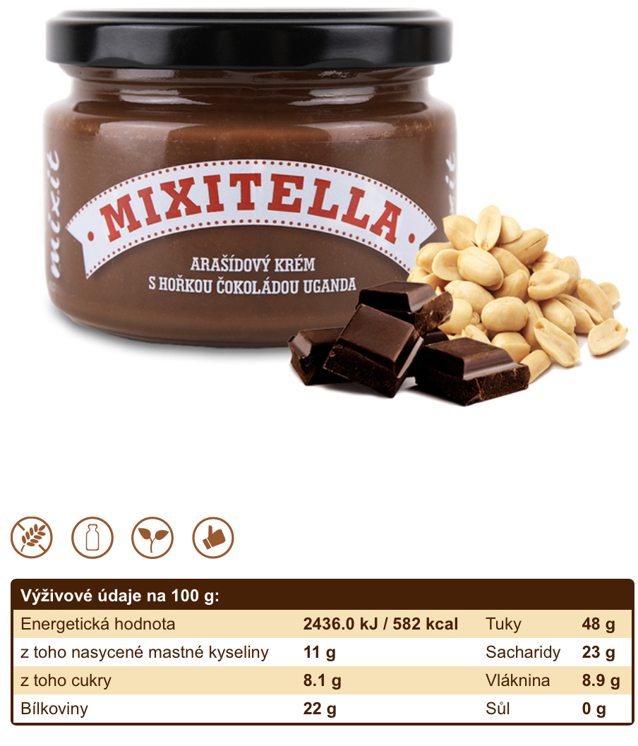 Mixitella arašídy s hořkou čokoládou UGANDA 250g