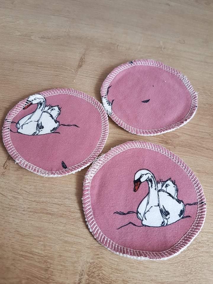 SET 3 Ks - Odličovací pratelné tamponky labuť na starorůžové