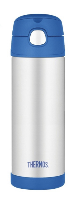 Dětská termoska s brčkem - modrá 470ml