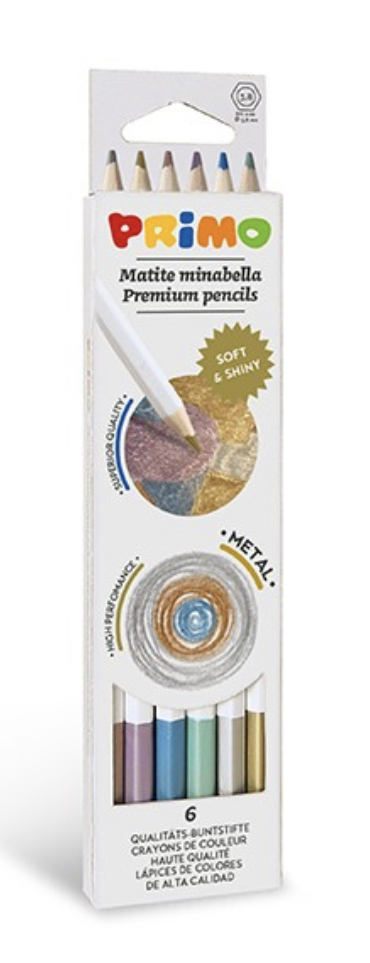 Pastelky šestihranné METAL, tuha Ø 3,8mm, 6ks, papírový oba