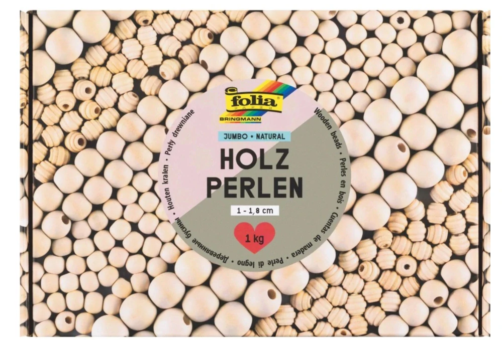 Dřevěné korálky (1 - 1,8 cm), 1kg, NATURAL