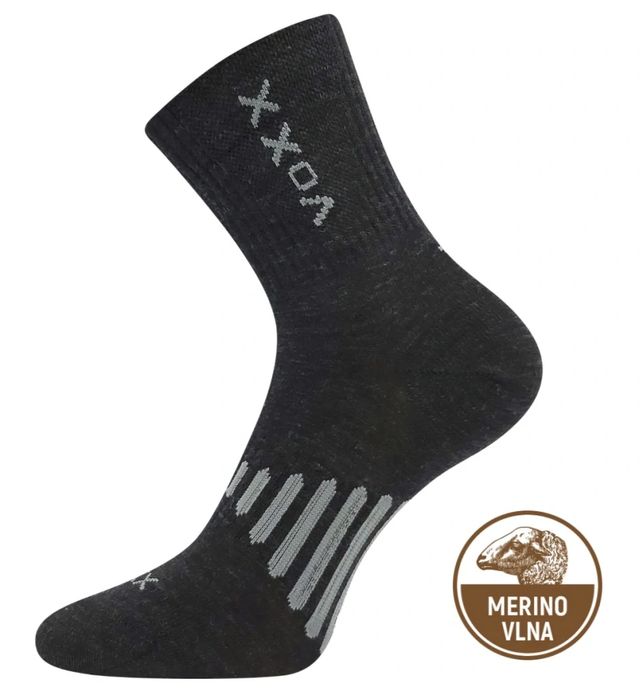 POWRIX merino 68% s ionty stříbra tenké ponožky tm.šedá