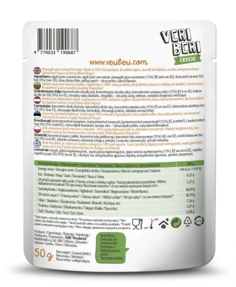 Veri Beri Ovocné stripsy Mango a Marakuja 50 g