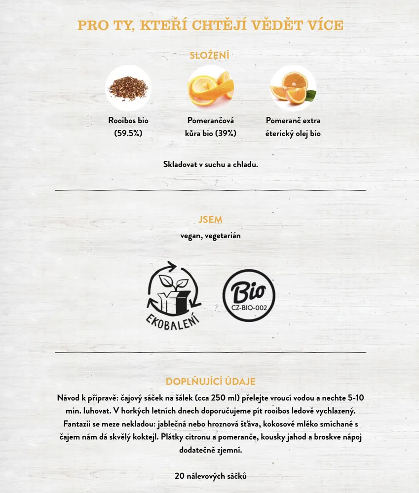 Rooibos pomerančový porcovaný BIO 30g
