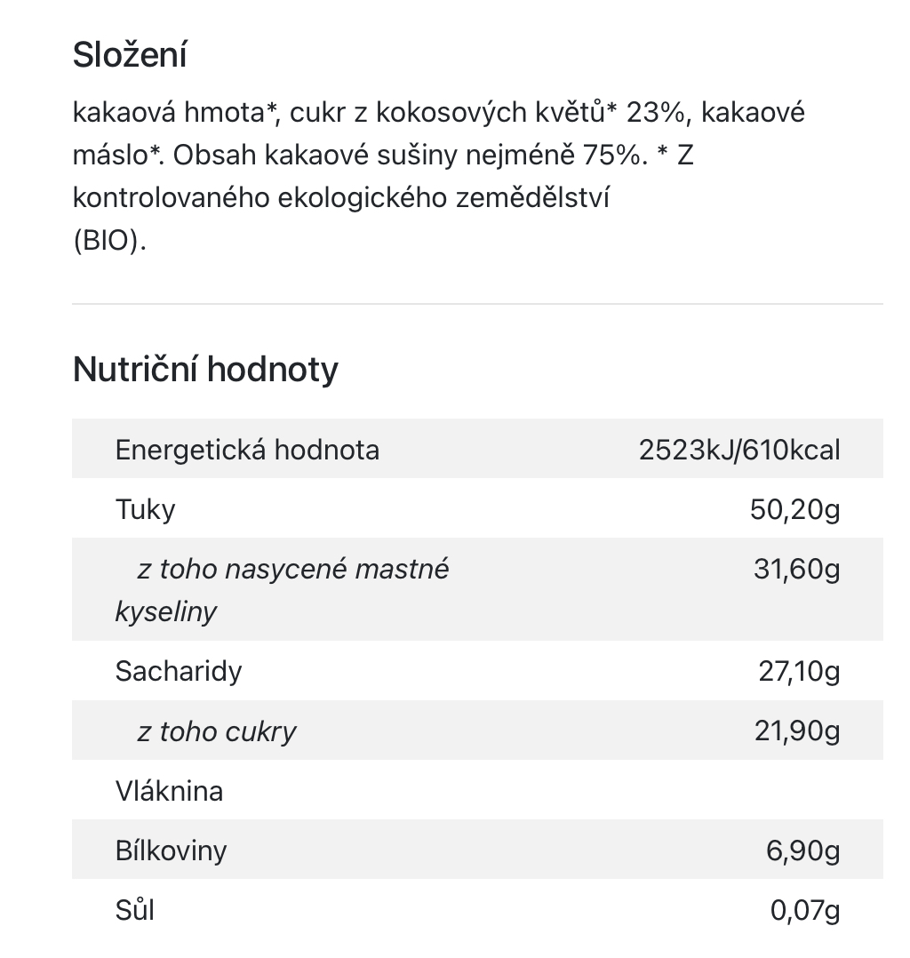 Čokoláda hořká 75% BIO vegan - 80g Vivani