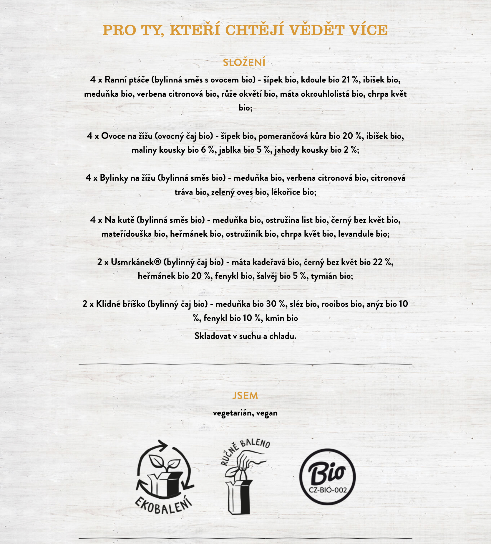 Biorarášci poznávací sada 6 různých druhů čajů bio, 20 nálevových sáčků 32,8g