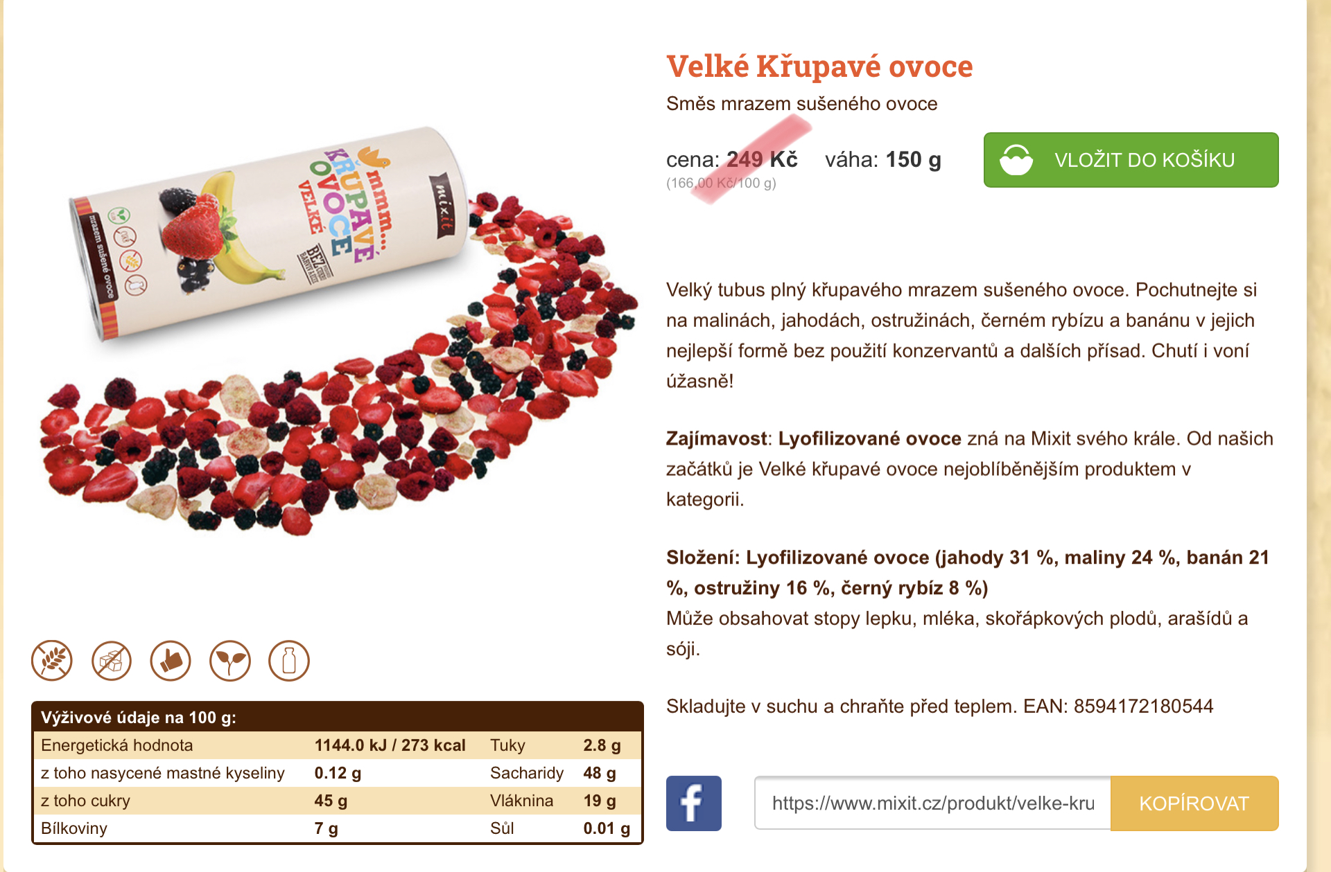 Velké křupavé ovoce 150g exp 9.4.2023