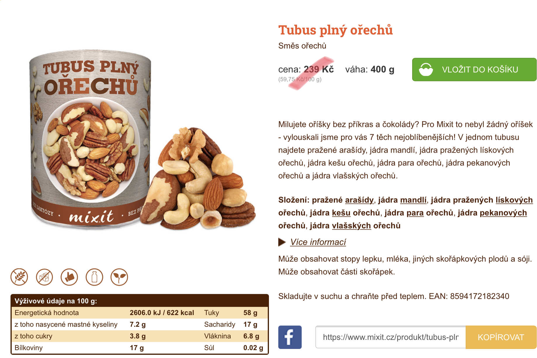 Tubus plný ořechů 400g
