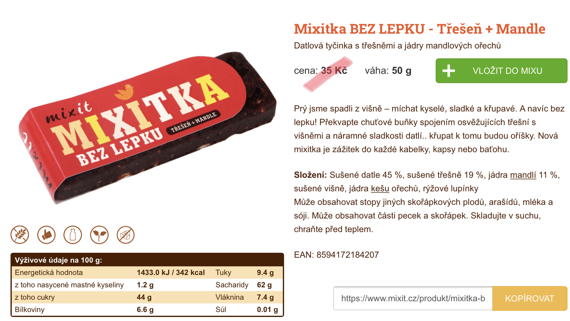 Mixitka bez lepku Třešeň-mandle
