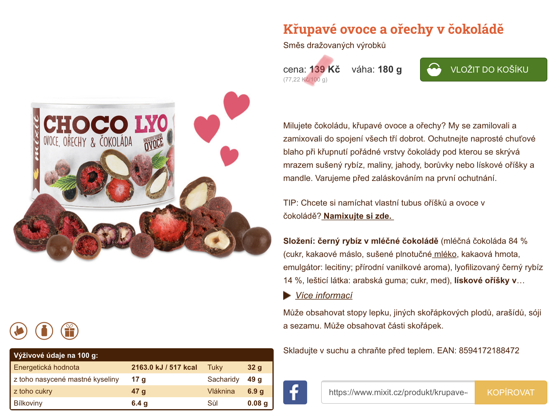 Křupavé ovoce a ořechy v čokoládě 180g