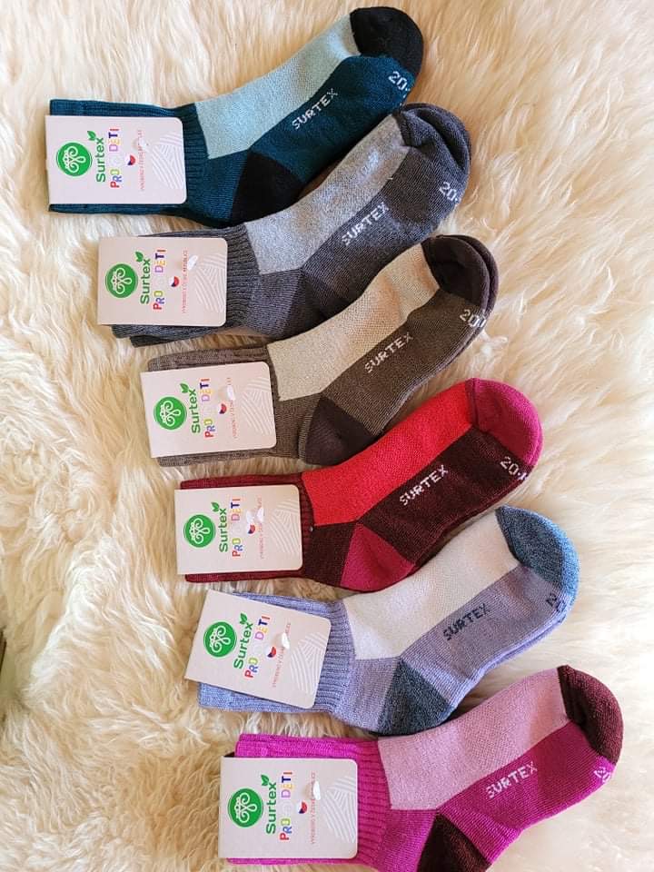 Merino ponožky dětské SURTEX - zima 70% merina volný lem