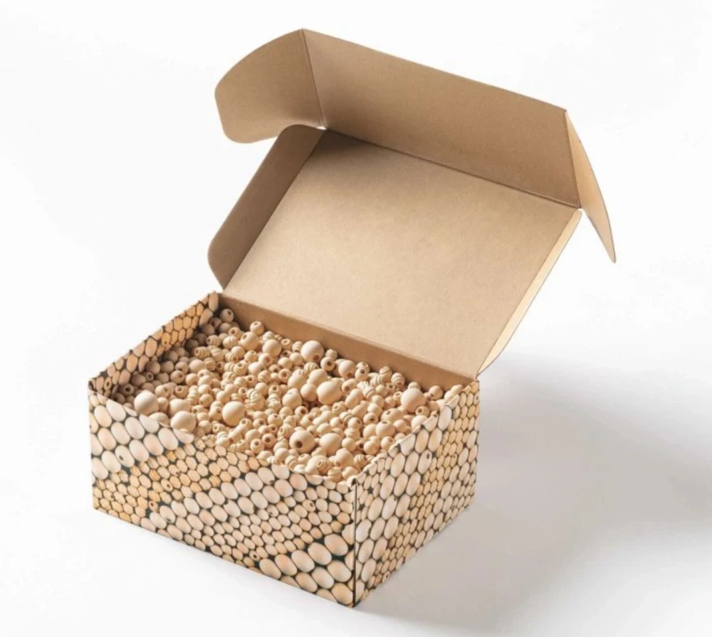 Dřevěné korálky (1 - 1,8 cm), 1kg, NATURAL