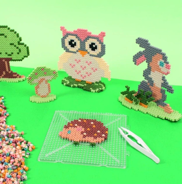 Zažehlovací korálky 12.000 ks mellow pastel, plastovém kufříku, destička, předlohy