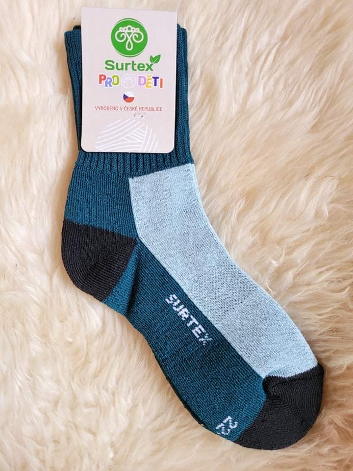Merino ponožky dětské SURTEX - zima 70% merina volný lem
