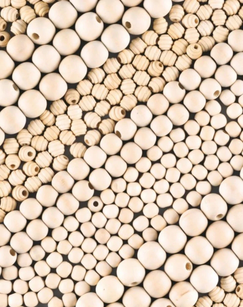 Dřevěné korálky (1 - 1,8 cm), 1kg, NATURAL