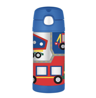Dětská termoska s brčkem - stavební stroje 355ml