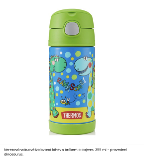 Dětská termoska s brčkem - dinosaurus