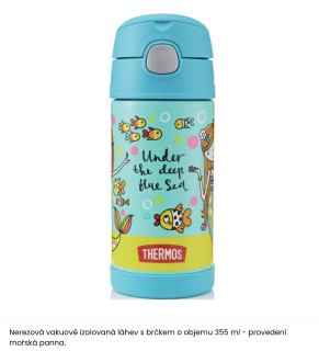 Dětská termoska s brčkem - mořská panna