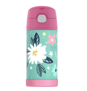 Dětská termoska s brčkem - divoké květiny