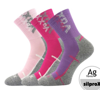 Ponožky dětské sportovní WALLÍK se stříbrem DÍVČÍ (3 páry)
