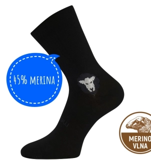 Ponožky BAREFOOTAN dospělí - 45% merino s ionty stříbra - černé