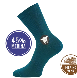 Ponožky BAREFOOTAN dospělí - 45% merino s ionty stříbra - modrozelená