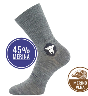 Ponožky BAREFOOTAN dospělí - 45% merino s ionty stříbra - šedá