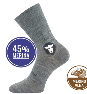 Ponožky BAREFOOTAN dospělí - 45% merino s ionty stříbra - šedá