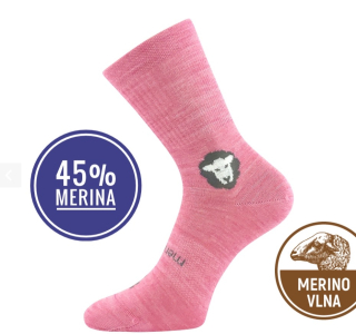 BAREFOOTIK ponožky MERINO 45% se stříbrem růžová
