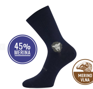 BAREFOOTIK ponožky MERINO 45% se stříbrem tm. modrá