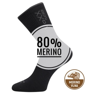 RADIUS ponožky slabé MERINO 80% s ionty stříbra ČERNÉ