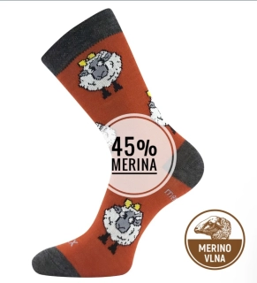 VLNĚNKA dětské ponožky 45% - MERINO s ionty stříbra ORANŽOVÁ