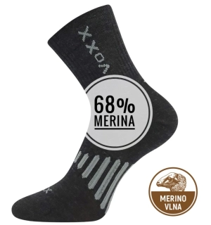 POWRIX merino 68% s ionty stříbra tenké ponožky tm.šedá
