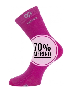 Lasting WKS 70% merino ponožky tenké růžová