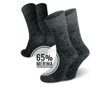 Fauske 65% Merino 2-pack tmavě šedá silnější