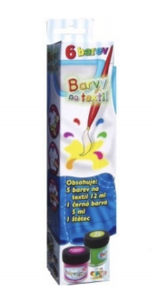 Barvy na textil v kelímku 6barev+štětec
