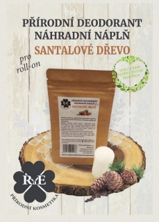 NÁHRADNÍ NÁPLŇ DO PŘÍRODNÍHO DEODORANTU ROLL-ON 22 G - SANTALOVÉ DŘEVO