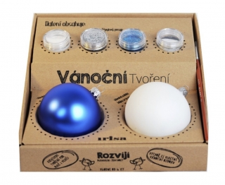 Ozdoby Vánoce diy sada - modrá/ bílá matná