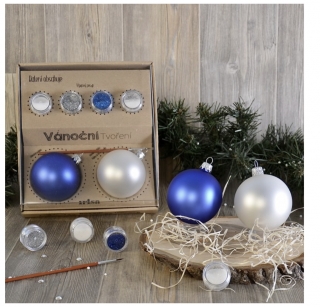 Ozdoby Vánoce diy sada - modrá/bílá