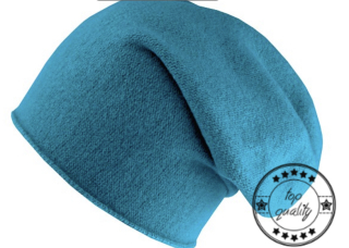Zimní čepice dětská spadená 100% vlna - tyrkysová