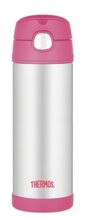 Dětská termoska s brčkem - růžová 470ml