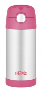 Dětská termoska s brčkem - růžová 355ml