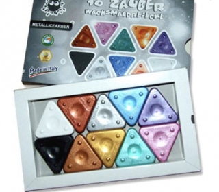 Voskovky trojboké MAGIC METALLIC, sada 10ks, mix barev